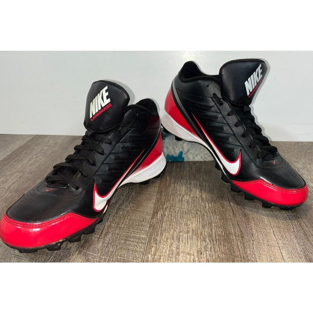 Nike * Land Shark * Football Cleats * 511292-016 * Black Red White * Size 9 Mens